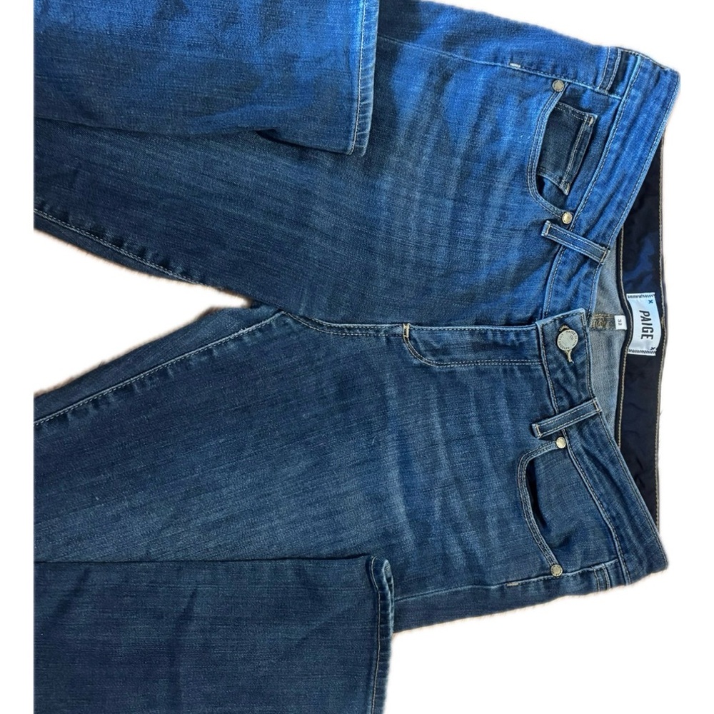 PAIGE Manhattan Bootcut Jeans Women’s Size 32 Dark Wash Stretch Denim USA Made